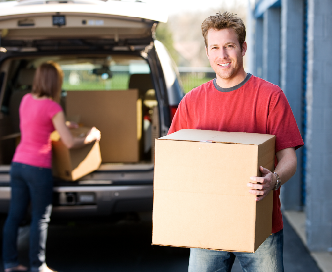 Man with box-01 Self Storage in Milford, Mason, and Maineville, OH